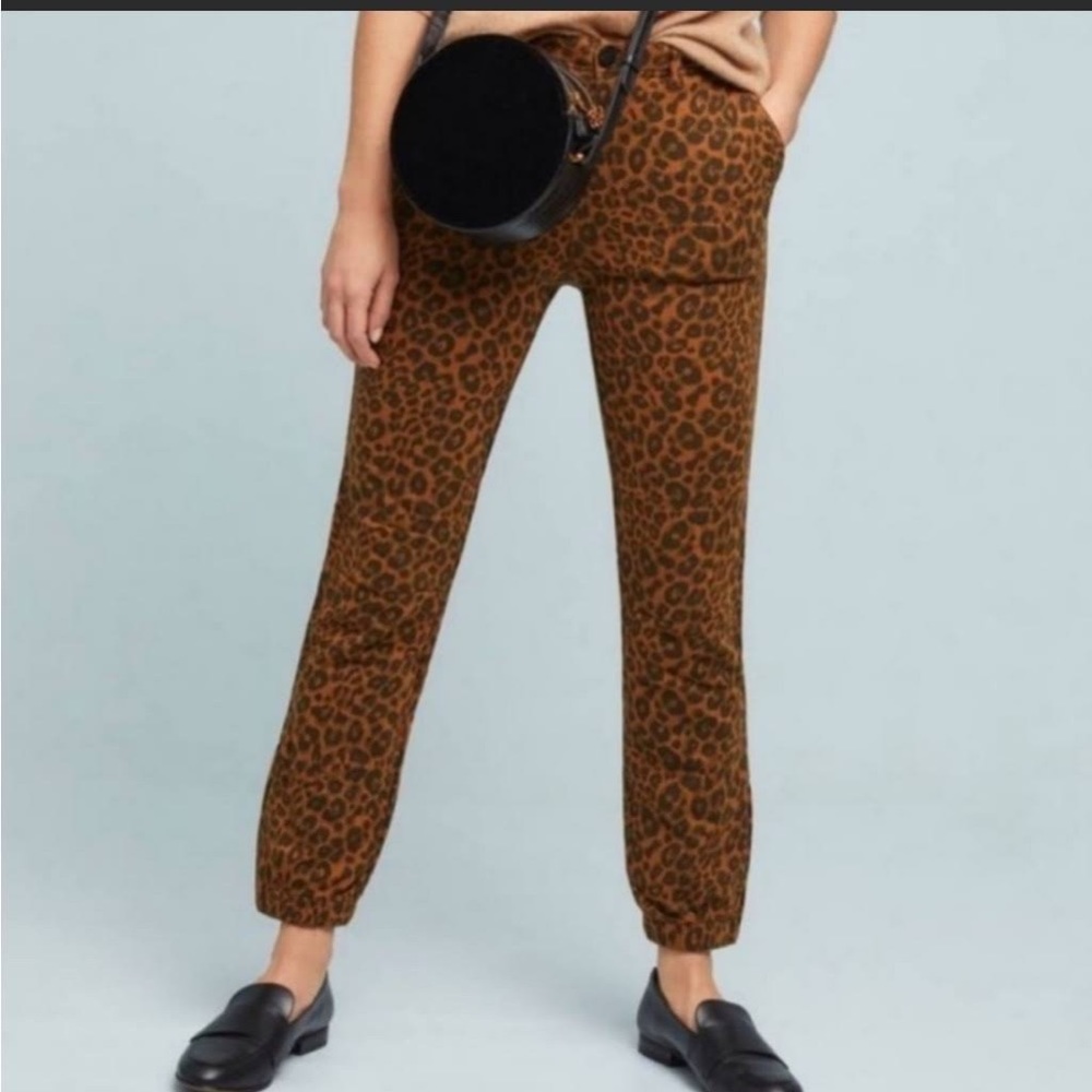 Anthropologie Sanctuary leopard animal print jogger pants size 30 brown cotton